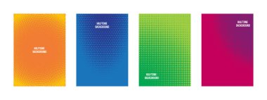 Yarım tonluk renkli arka plan seti. Vektör illüstrasyonu