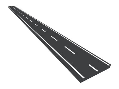 Asfalt yol mesafeye gidiyor. Vektör illüstrasyonu