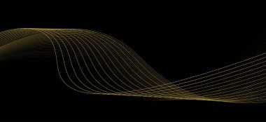 Karanlık bir zemin üzerinde akan soyut altın dalgalar