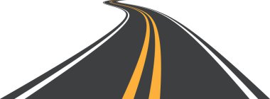 Asfalt yol mesafeye gidiyor. Vektör illüstrasyonu