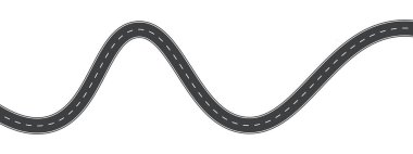 Kavisli asfalt yol izole edildi. Vektör illüstrasyonu