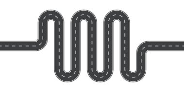 Zigzag yol şablonu. Kavisli yol haritası. Vektör illüstrasyonu