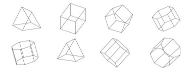 Üç boyutlu geometrik şekiller izole edildi. Vektör illüstrasyonu