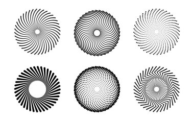 radyal çizgiler. Soyut tasarım elementleri. Vektör illüstrasyonu