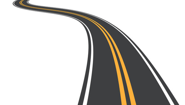 asphalt road going to the distance. Vector illustration