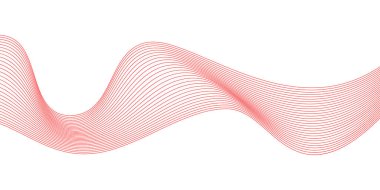 Beyaz zemin boyunca akan zarif kırmızı dalga deseni. Vektör illüstrasyonu