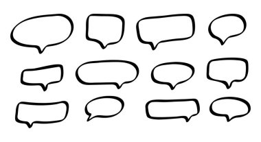 El yapımı konuşma baloncukları ayarlandı. Vektör illüstrasyonu