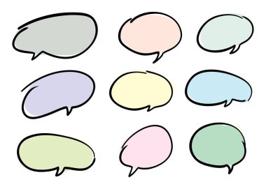 Karalama konuşma balonları koleksiyonu. Vektör illüstrasyonu