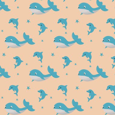 Yunuslarla şirin, pürüzsüz bir desen