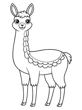 Çocuklar ve hayvani sanat projeleri için büyüleyici lama boyama sayfası