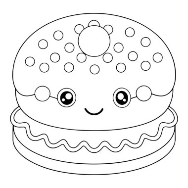Tapılası kawaii burger çizimi kitapları ve sayfaları boyamak için mükemmel..