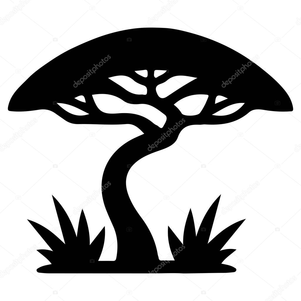 Elegant tree silhouette graphic design element perfect for logos or prints.