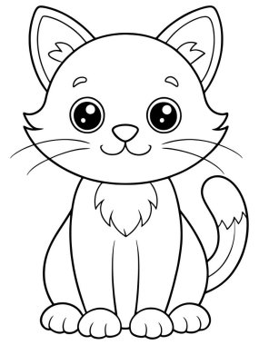 Çizgi film kedi boyama sayfası çocuklar ve yaratıcı kedi eğlencesi için ideal.