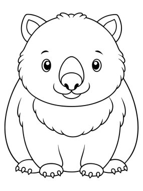 Çocuklar ve sınıf projeleri için ideal Avustralyalı şirin hayvan çizimleriyle Wombat boyama sayfası
