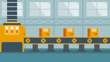 Taşıma Kutuları Animasyonu ile Döngüleme Taşıma Kayışı, Lojistik ve Üretim Teması İçin Mükemmel.