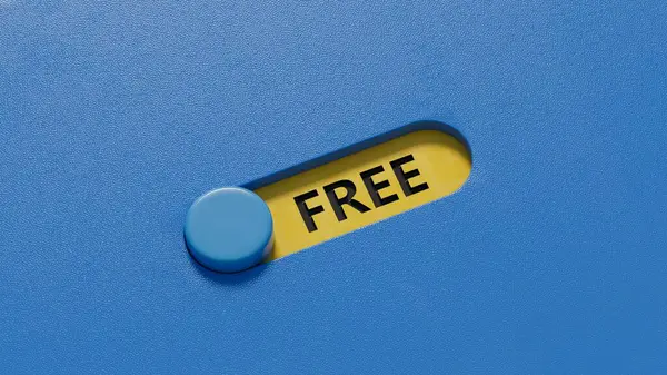 Boş Zaman, beyaz arkaplanı olan kelime küpü. Kaydırma düğmesini kapat, mavi arkaplanda 3D İş Konsepti.