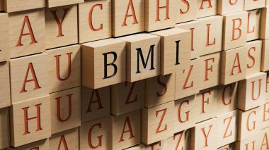 Küpler, tahtadan arkaplanda BMI (Kütle İndeksi) 3D oluşturur.