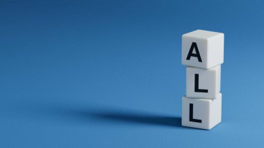 Tüm metin ahşap elementler üzerine. Mavi arkaplanda 3D görüntüleme.