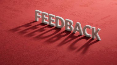 Word FEEDback 3D şarküterilerin gölgesinden yapılmıştır. İş konsepti. 3D Charcaters 'ın gölgesine yakın çekim..