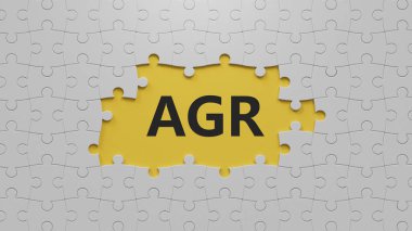 Kayıp parçaların olduğu beyaz yapboz parçaları hakkında bir kelime. Eksik parçaların olduğu beyaz yapboz parçalarına yakından bakın. Sarı arkaplanda 3D İş Konsepti..