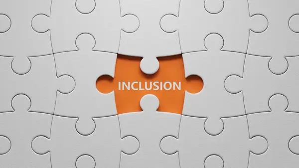 Daha iyi bir katılımın sembolü. Beyaz yapboz parçaları ve içinde 