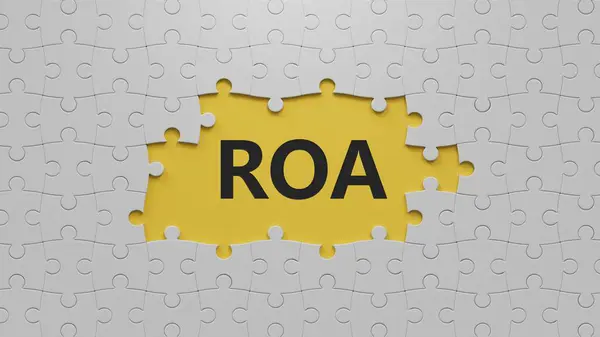 Roa, soru ve cevapları kayıp parçalarla birlikte beyaz yapboz parçaları üzerinde. Kayıp parçaların olduğu beyaz yapboz parçalarını kapat. Sarı arkaplanda 3D İş Konsepti..