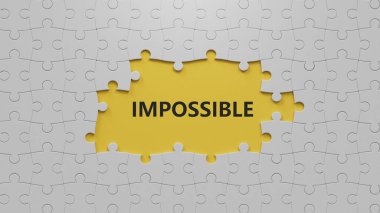 İmkânsız. Yazılışı eksik olan beyaz yapboz parçaları. Sarı arkaplanda, üzerinde eksik düğmeleri olan beyaz yapboz parçalarının olduğu düz bir zemin uzanıyordu..