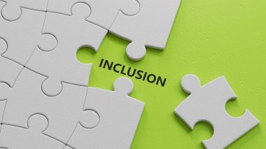 Daha iyi bir katılımın sembolü. Beyaz yapboz parçaları ve içinde 