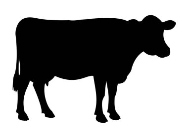 Bir bufalo silueti vektör görüntüsü profilde duruyor, bir çiftlik, yiyecek veya tarımla ilgili marka logosu için ideal