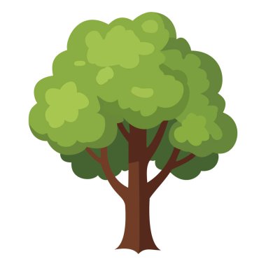 Dayanıklı kahverengi gövdesi olan yemyeşil bir ağaç, doğayı, büyümeyi, çevreyi ve doğa temalarını sembolize ediyor, doğal arazi için ideal.