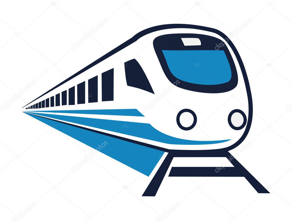 A passenger bullet train logo illustration, symbolizing speed, modern transportation, and efficient travel