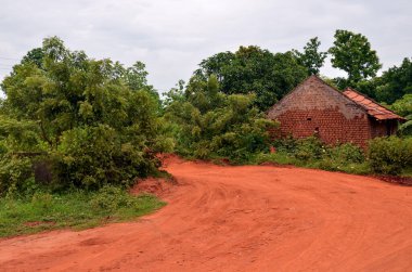 Panruti yakınlarındaki kırmızı toprak köy manzarası, Tamilnadu.