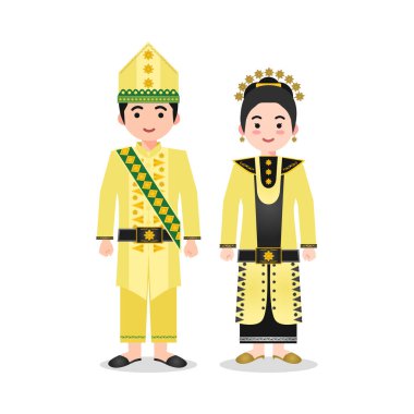 Gorontalo Geleneksel Giysi Vektörü İllüstrasyon Endonezya Kültür Karakteri