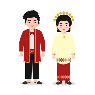 Maluku Geleneksel Giysi Vektörü İllüstrasyon Endonezya Kültür Karakteri