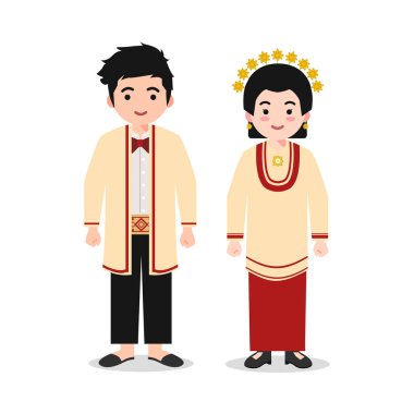 Maluku Utara Geleneksel Giysi Vektörü İllüstrasyon Endonezya Kültür Karakteri