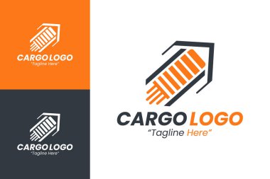 Orange 'da yaratıcı kargo logosu ve Kargo ve Nakliye Markası için koyu gri