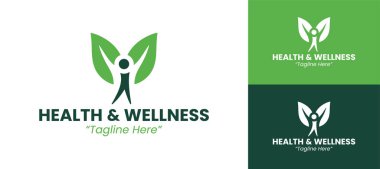 Basit ve Zarif Şekillere sahip Eşsiz Yeşil Sağlık ve Sağlık Logosu