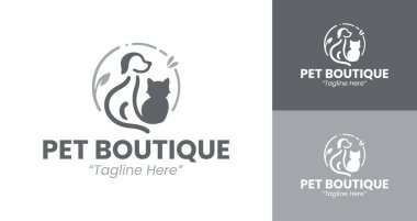 Hayvan Dükkanları ve Hayvan Mağazaları için Köpek ve Kedi Tasarımı Logosu