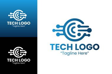 Dijital Bağlantılar ve Ağ Teması ile Soyut Teknoloji Logosu