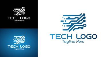 Devre Çizgileri ve Hareketli Modern Hızlı Teknoloji Logosu