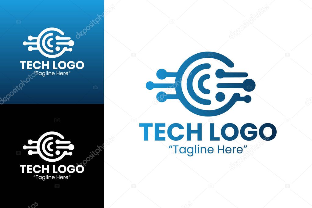 Abstract Tech Logo with Digital Connections and Network Theme