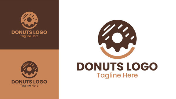 Minimalist Donut Logo Design with Brown for Bakery Branding