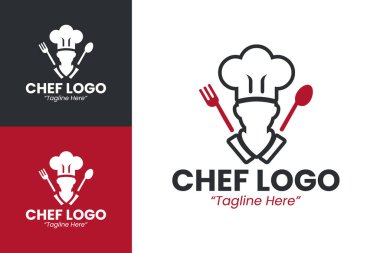 Aşçılar için minimalist bir logo tasarımı. Aşçılık endüstrisinde modern markalaşma için mükemmel..