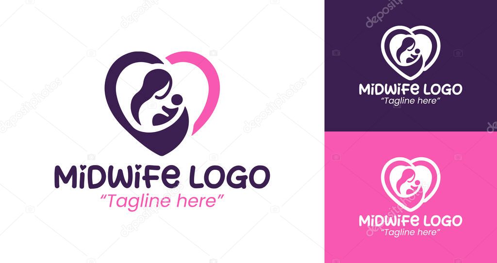 A modern, professional midwife logo suitable for healthcare and birthing center branding.