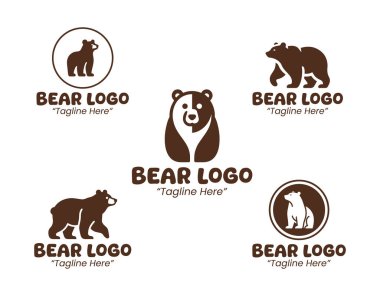 5 modern minimalist ayı logosu koleksiyonu. Profesyonel markalaşma, kurumsal kimlik ve vahşi yaşam illüstrasyonu için uygundur..