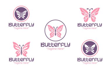 5 modern minimalist kelebek logosu koleksiyonu. Profesyonel markalaşma, böcek çizimi ve vahşi yaşam temalı kurumsal kimlik için uygundur..