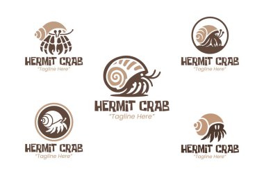 5 modern minimalist yengeç logosu seti. Profesyonel markalaşma, deniz yaban hayatı illüstrasyonu ve deniz temalı şirket kimliği için uygundur..