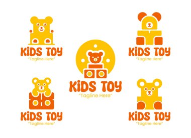 Renkli ve oyuncu tarzında 5 çocuk logosu koleksiyonu. Çocuk markası, oyuncakçı ve anaokulu kimliği için uygun..