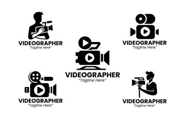 Film stüdyoları, video yapım şirketleri, içerik yaratıcıları ve medya markalaşması için mükemmel beş video grafik logosu tasarımından oluşan şık bir koleksiyon. Yüksek kontrastlı, çok yönlü markalaşma için siyah beyaz (monokrom) biçimi.