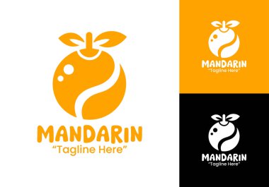 Profesyonel bir mandalina logosu narenciye, meyve markası ve tropikal ürünler için idealdir..